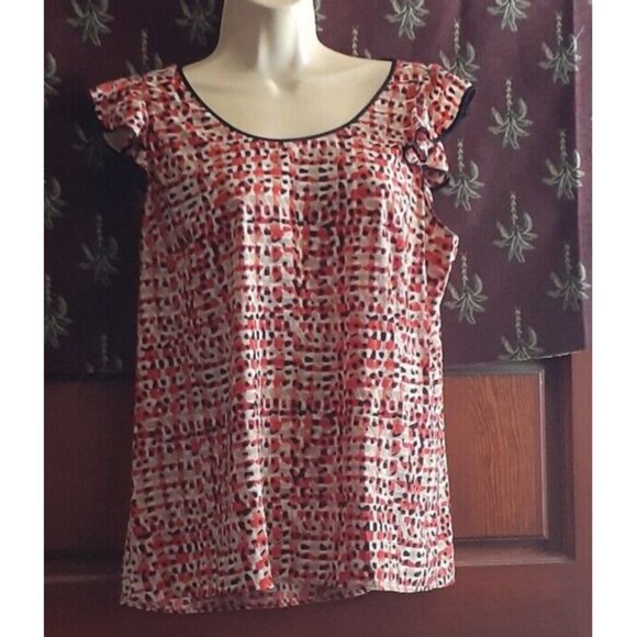 Ann Taylor Top Blouse Flutter Cap Sleeve Cutout Back Spring Summer Top 8 - Picture 3 of 16